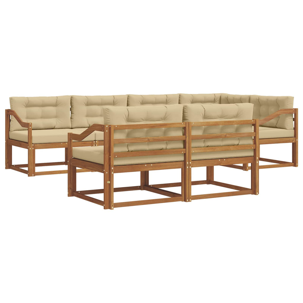 Outdoor-Sofagarnitur mit Kissen 7 pcs Natur und Beige