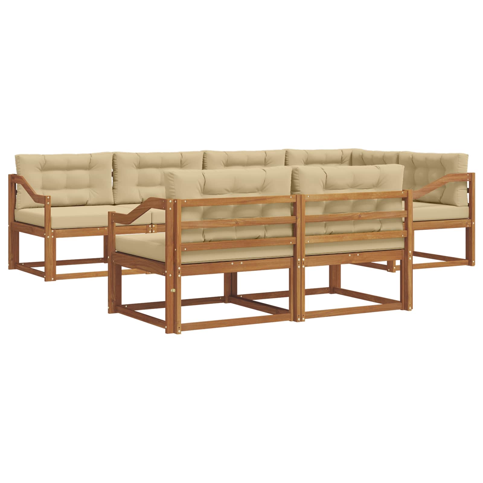 Outdoor-Sofagarnitur mit Kissen 7 pcs Natur und Beige