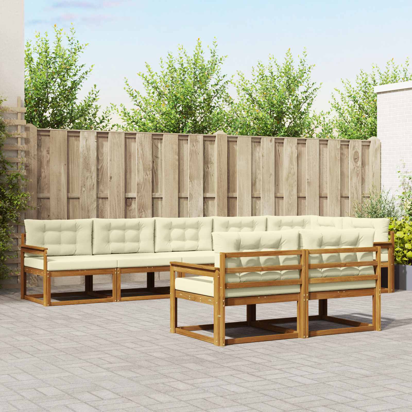 Outdoor-Sofagarnitur 8 Stk. Natur und Creme