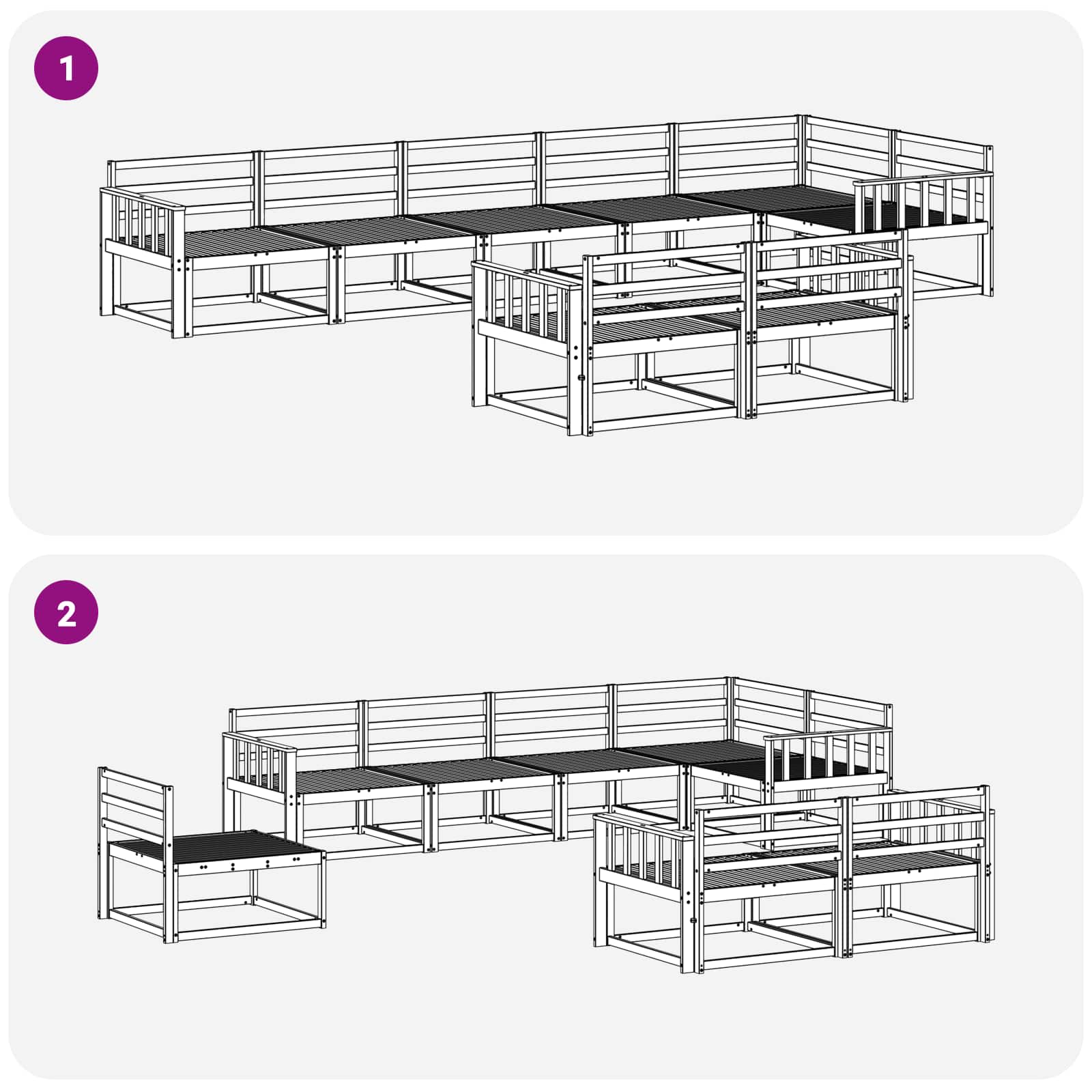 Outdoor-Sofagarnitur 8 Stk. Natur Massives Akazienholz