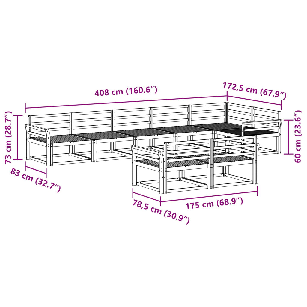 Outdoor-Sofagarnitur 8 Stk. Natur Massives Akazienholz