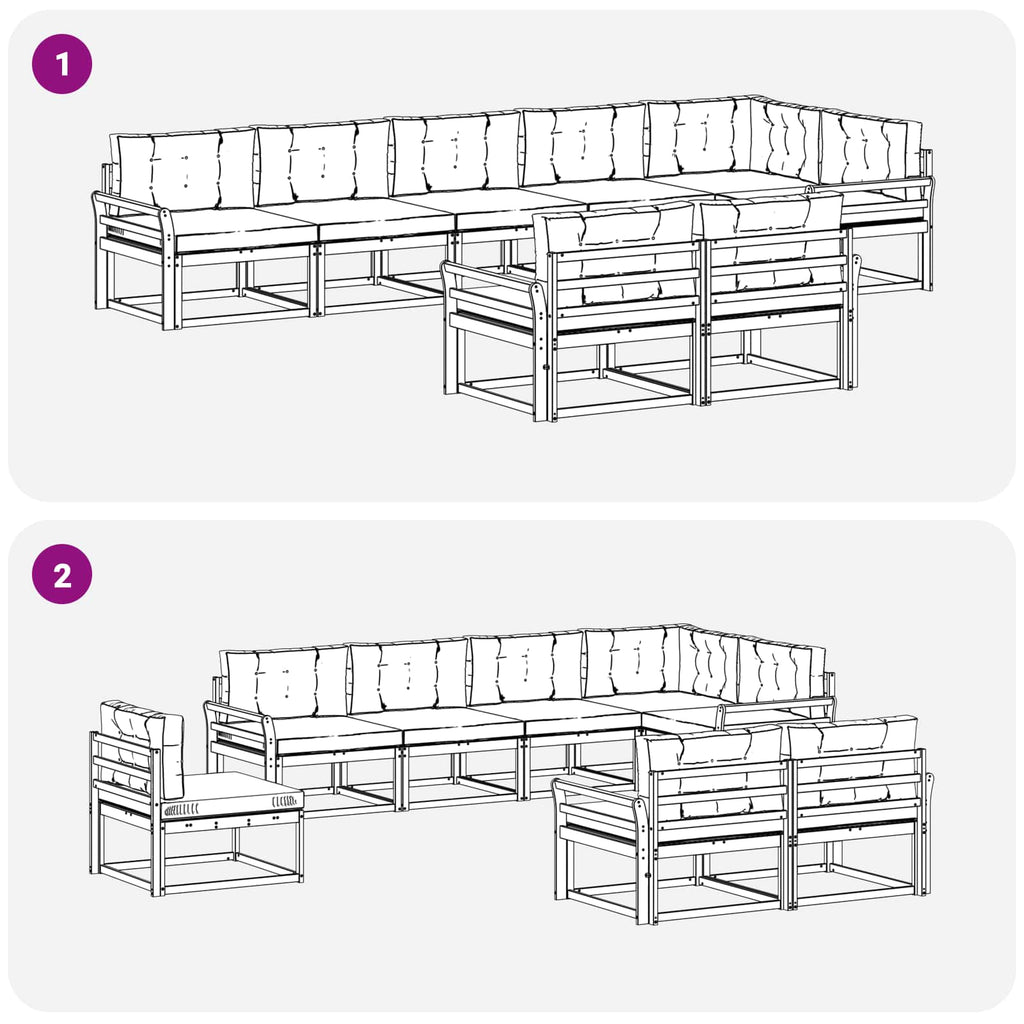 Outdoor-Sofagarnitur 8 Stk. Natur und Beige