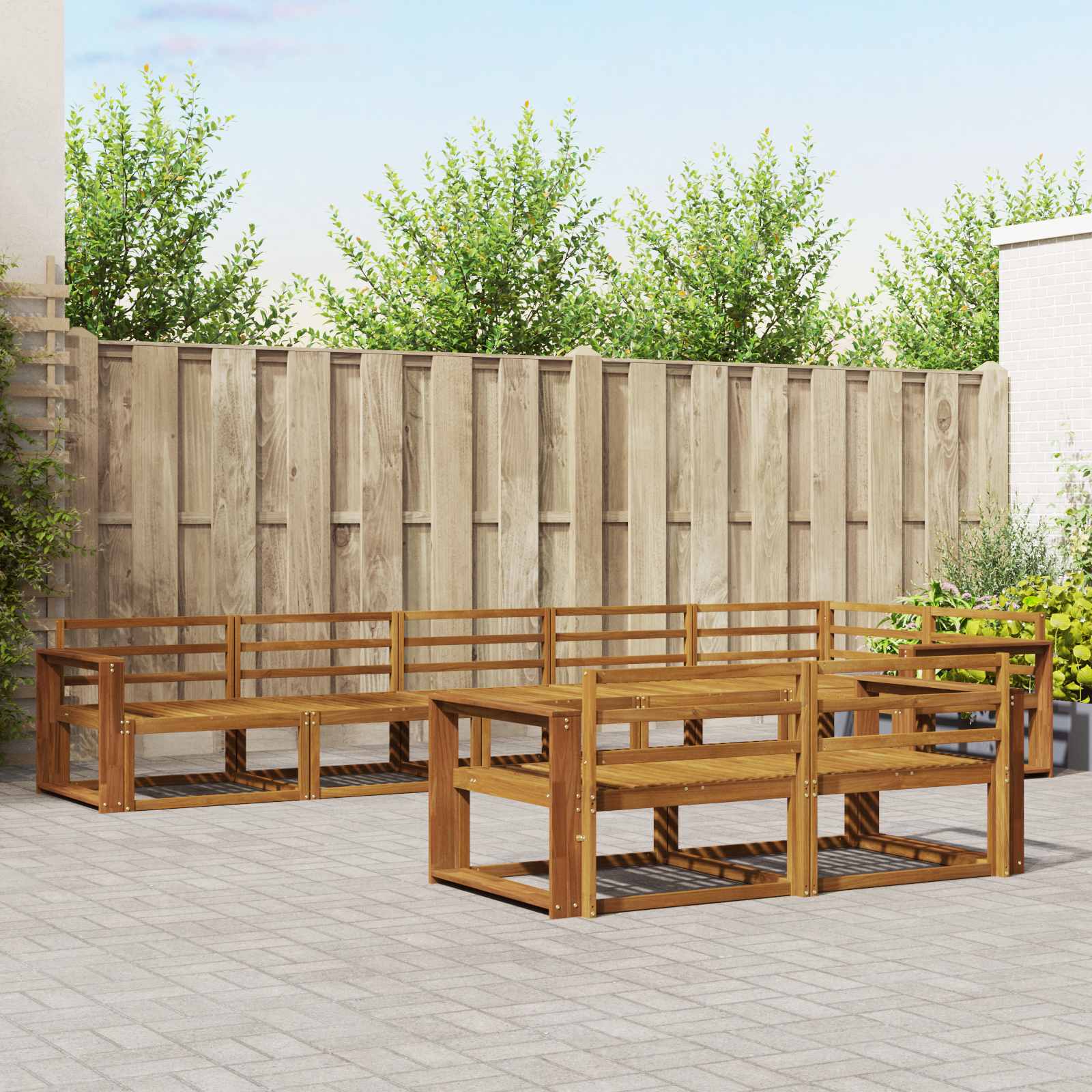 Outdoor-Sofagarnitur 8 Stk. Natur Massives Akazienholz
