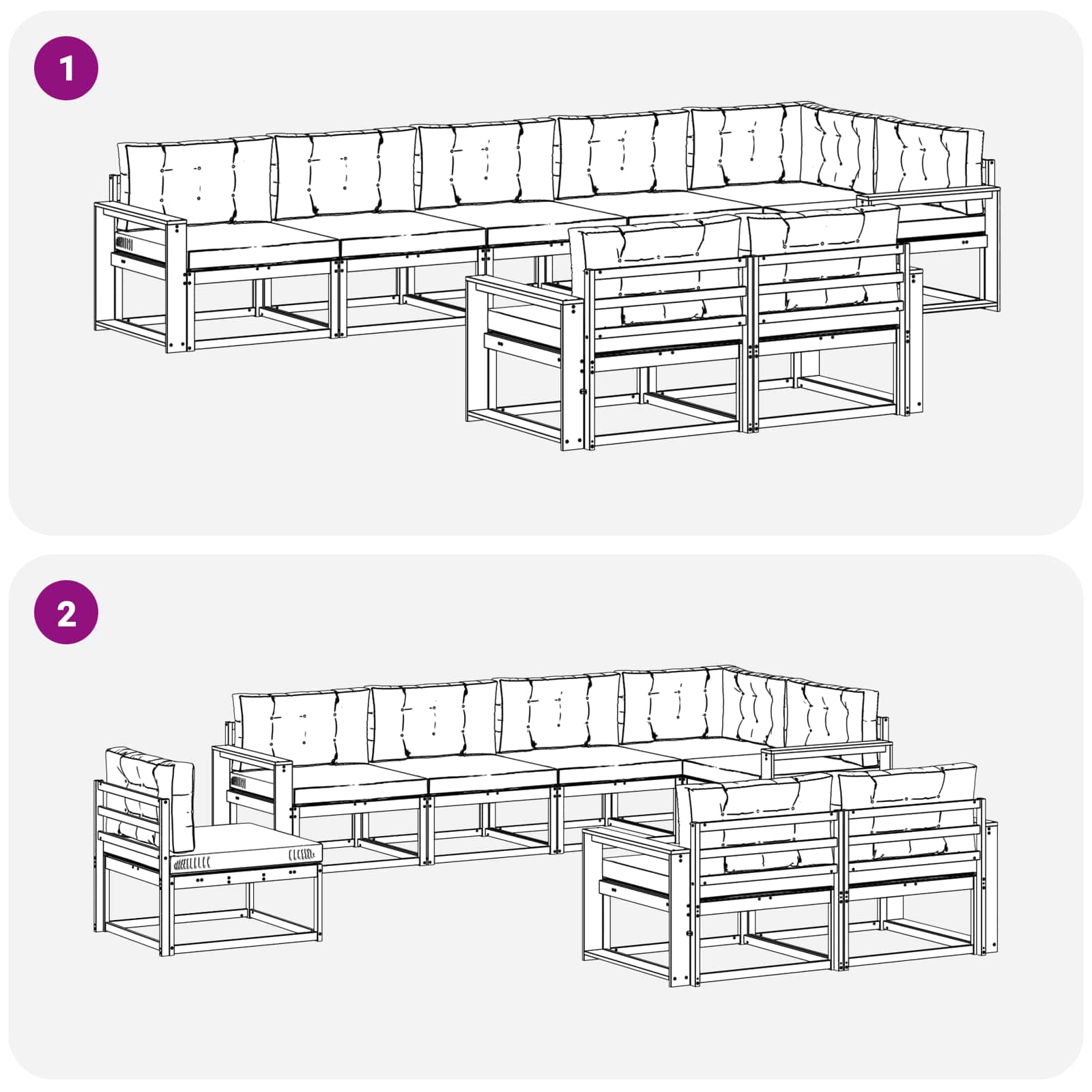 Outdoor-Sofagarnitur 8 Stk. Natur und Creme