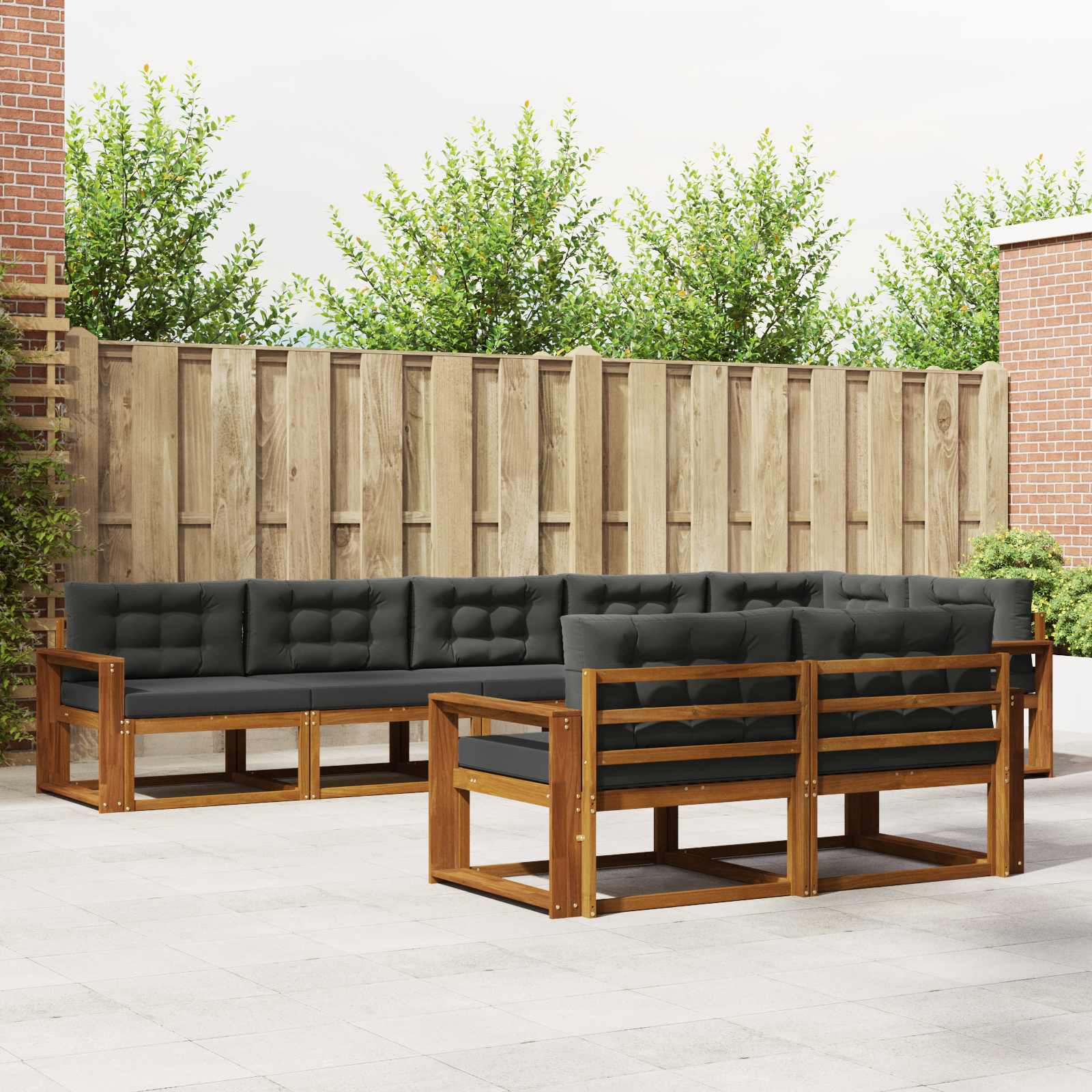 Outdoor-Sofagarnitur 8 Stk. Natur und Anthrazit