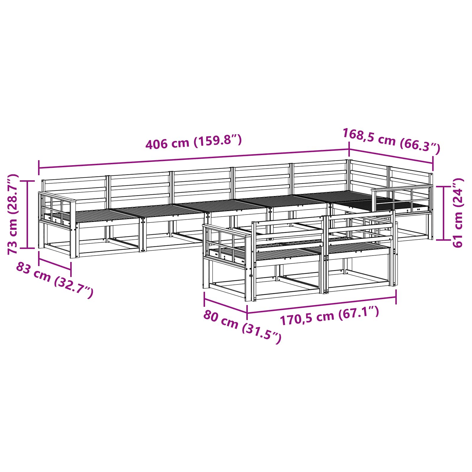 Outdoor-Sofagarnitur 8 Stk. Natur Massives Akazienholz