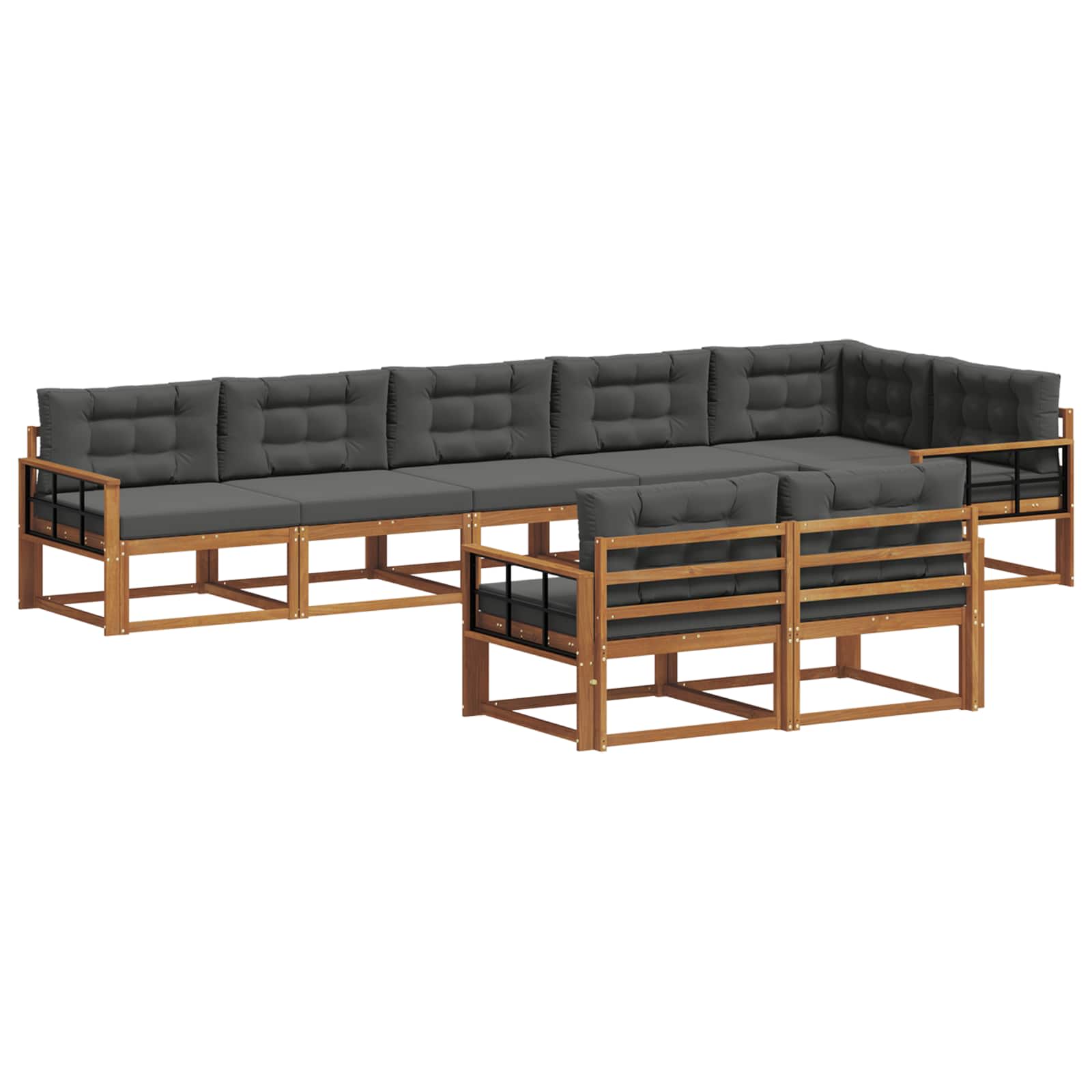 Outdoor-Sofagarnitur 8 Stk. Natur und Anthrazit