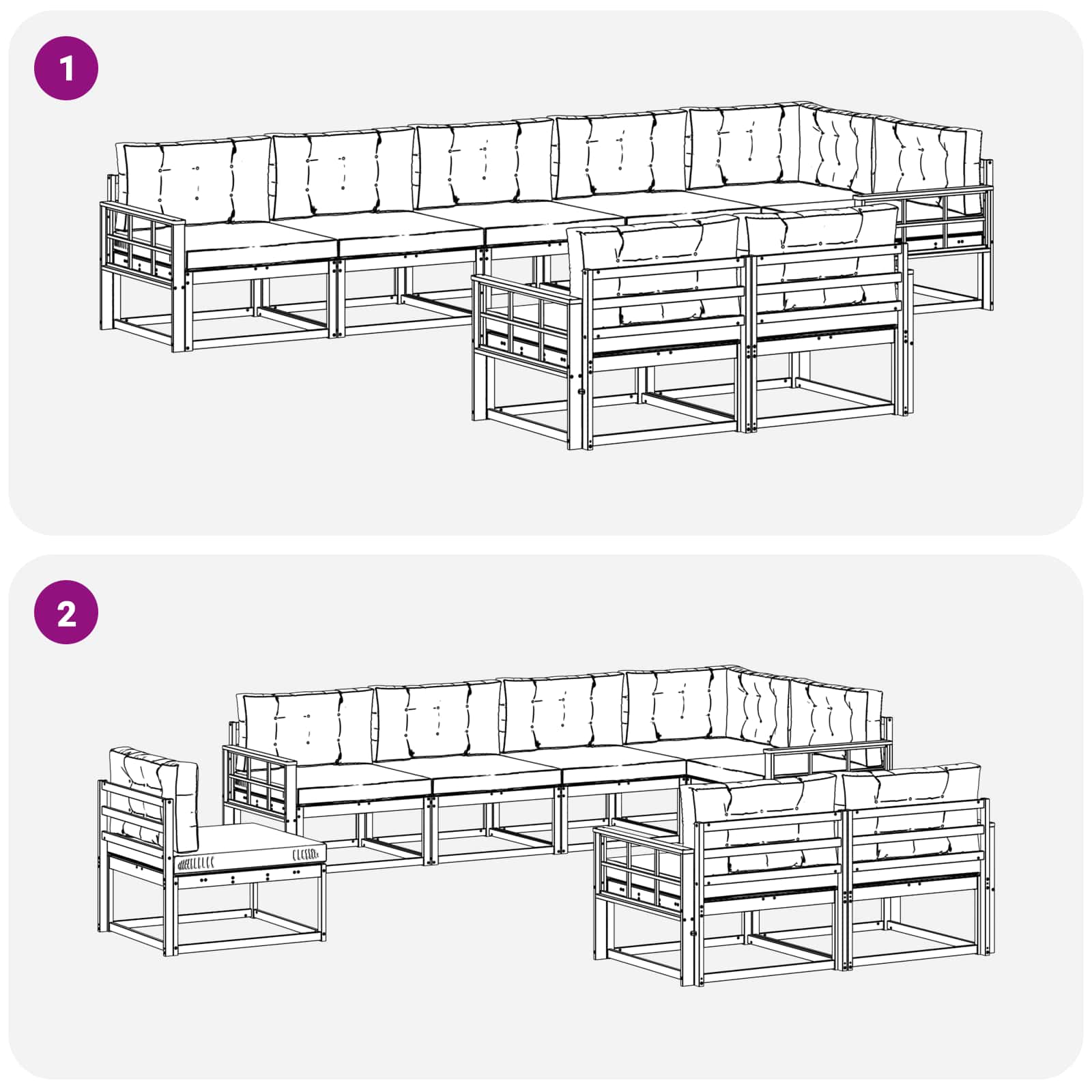 Outdoor-Sofagarnitur 8 Stk. Natur und Anthrazit