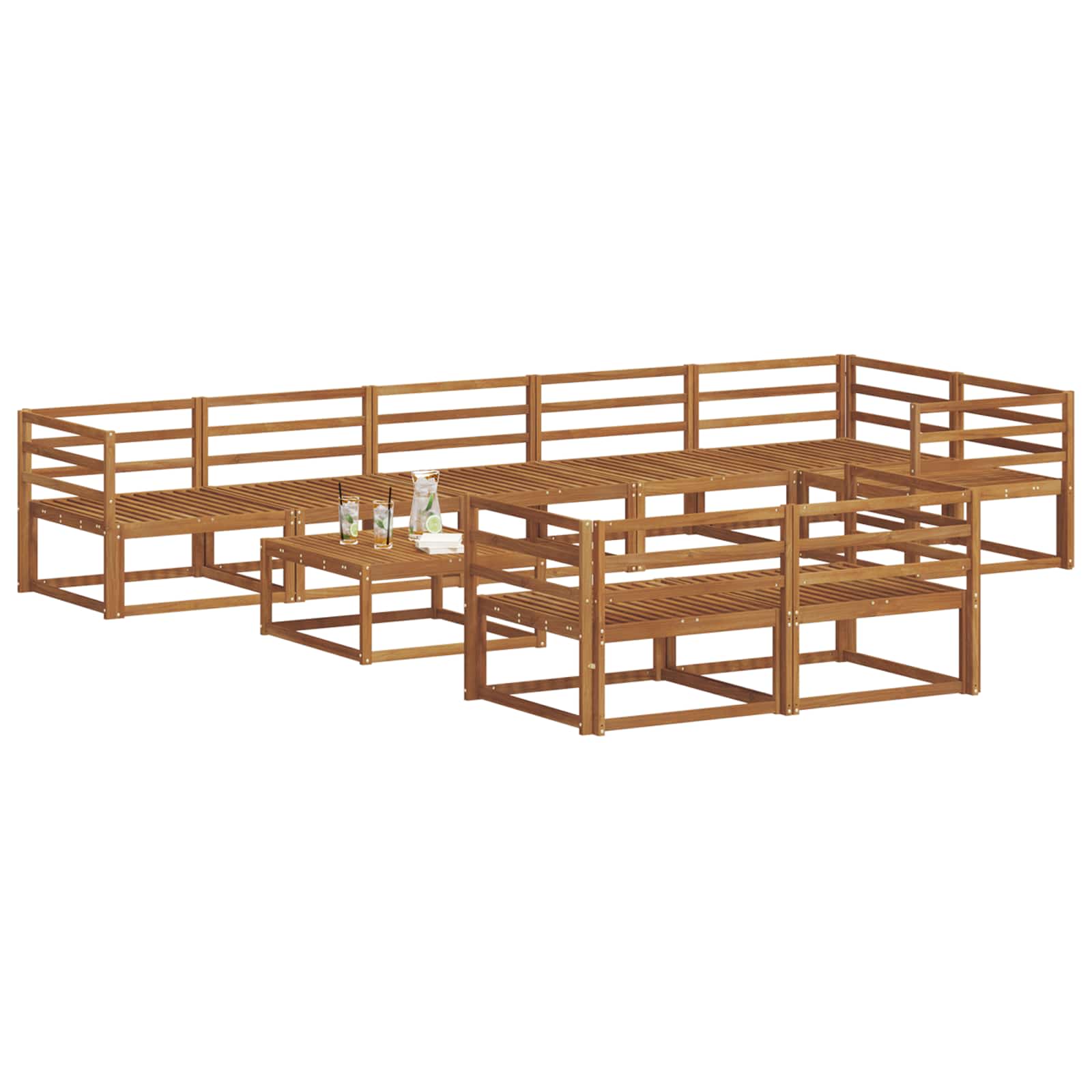 Outdoor-Sofagarnitur 9 pcs Natur Massivholz Akazie