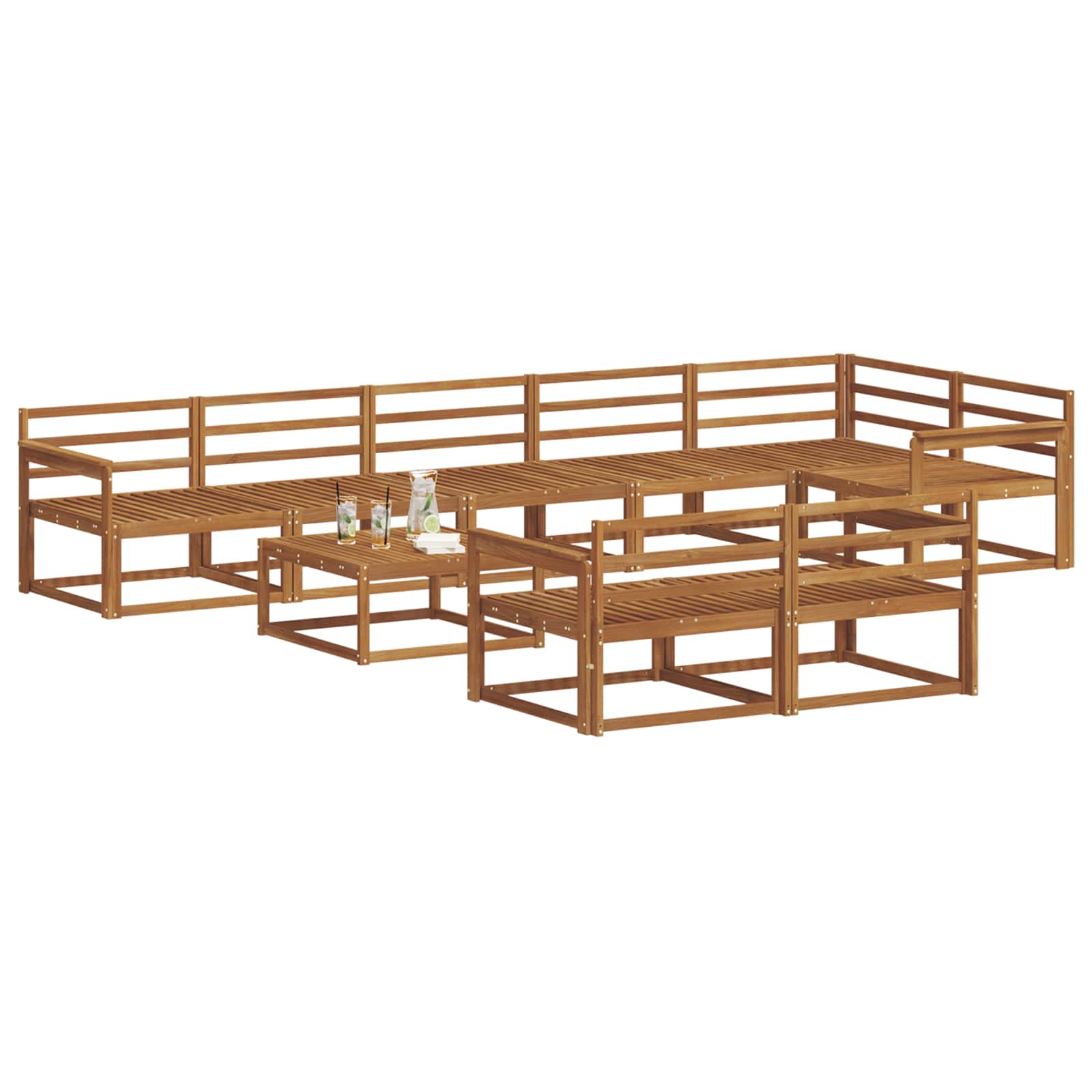 Outdoor-Sofagarnitur 9 pcs Natur Massivholz Akazie