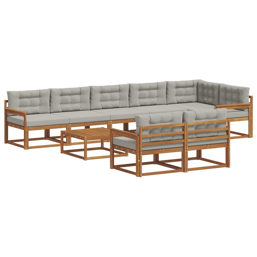 Outdoor-Sofagarnitur mit Kissen 9 pcs Natürlich und Hellgrau
