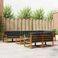 Outdoor-Sofagarnitur mit Kissen 9 pcs Natur und Anthrazit