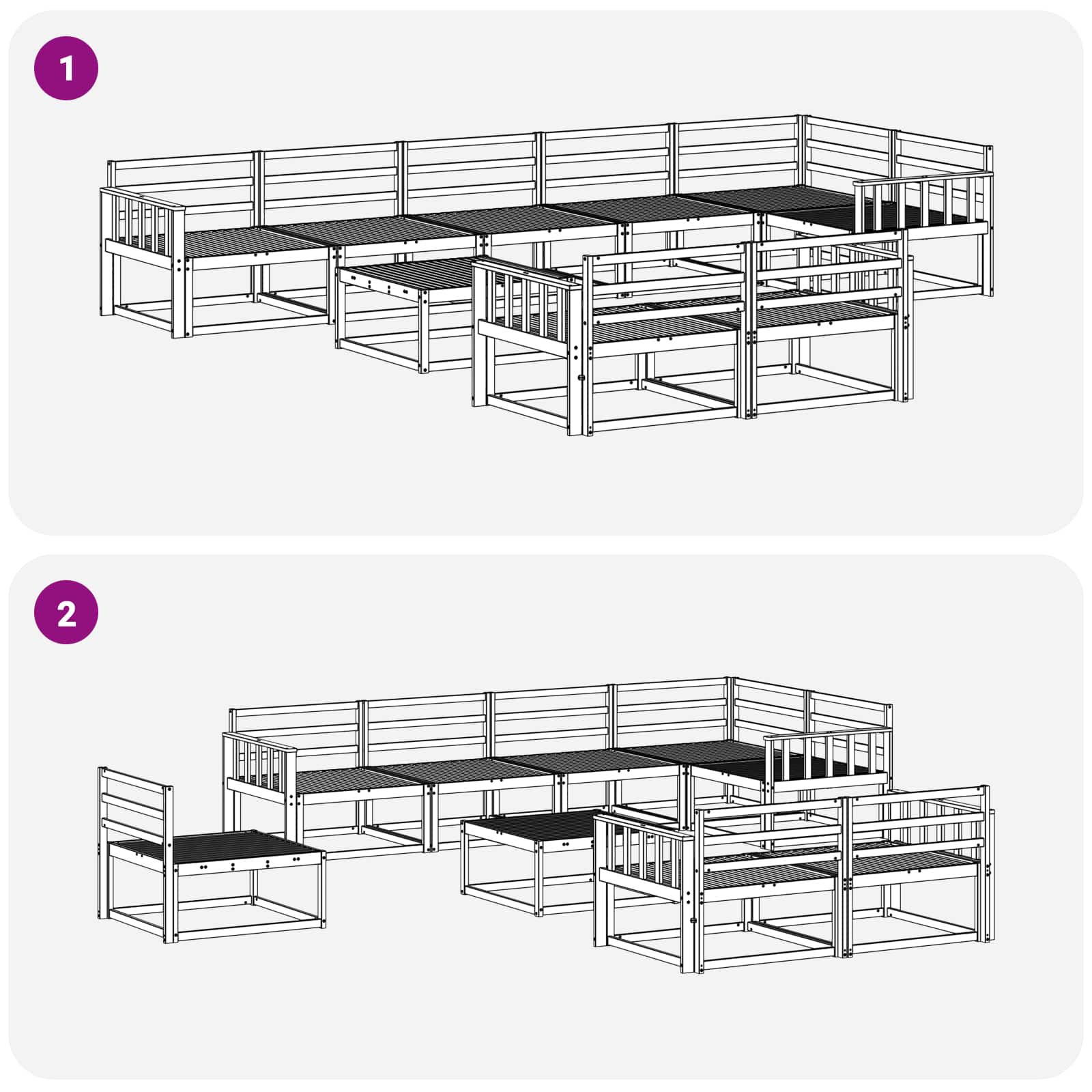Outdoor-Sofagarnitur 9 pcs Natur Massivholz Akazie