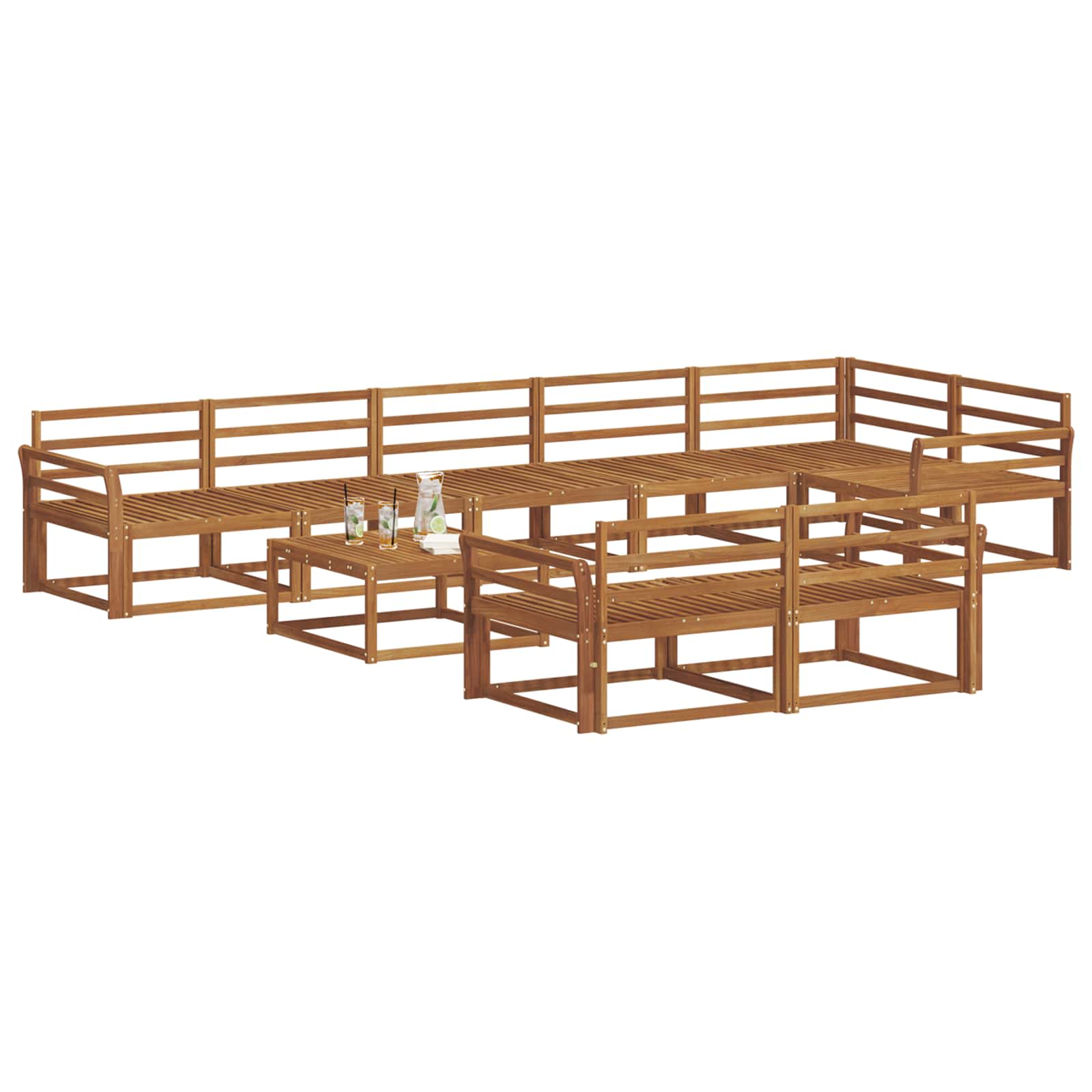 Outdoor-Sofagarnitur 9 pcs Natur Massivholz Akazie