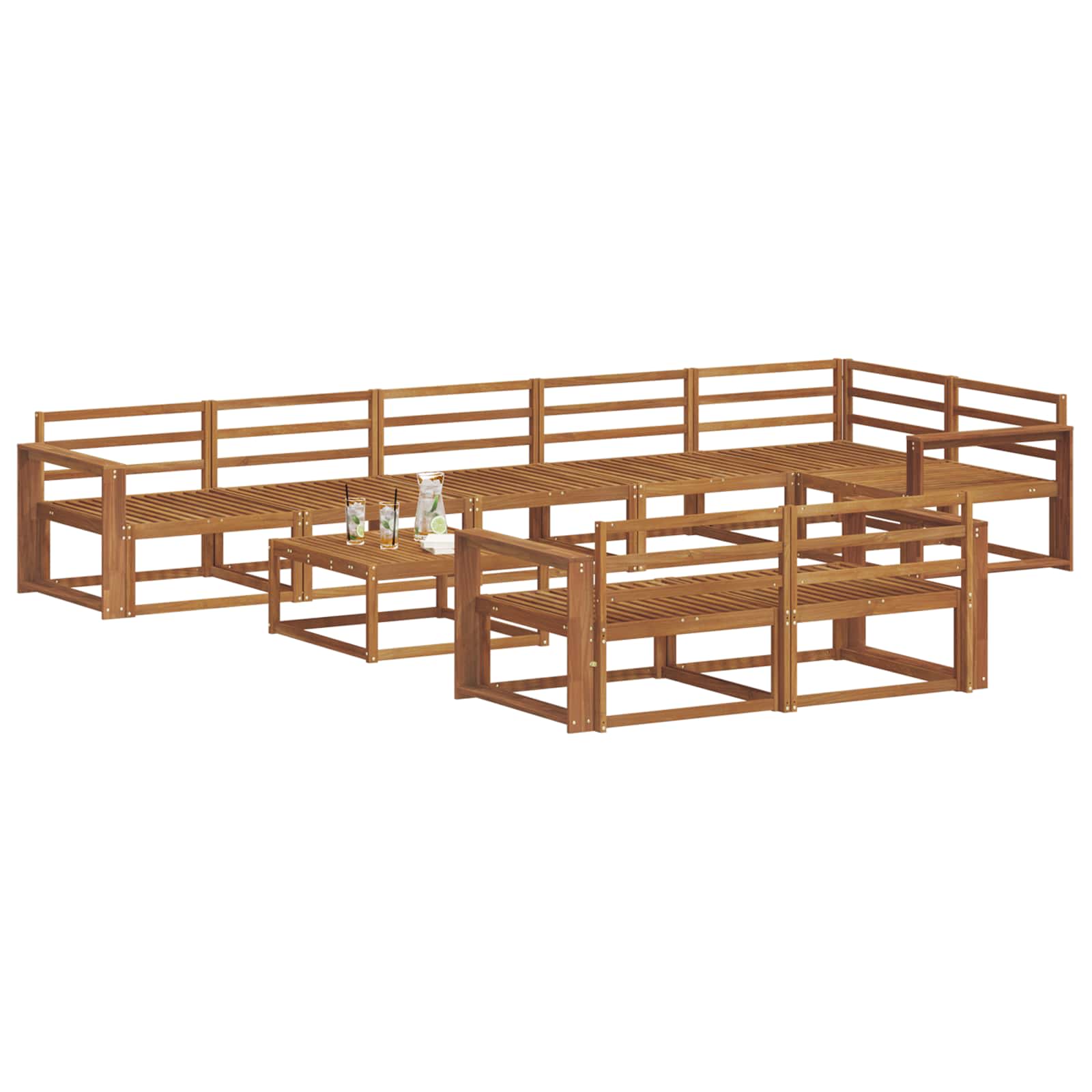 Outdoor-Sofagarnitur 9 pcs Natur Massivholz Akazie
