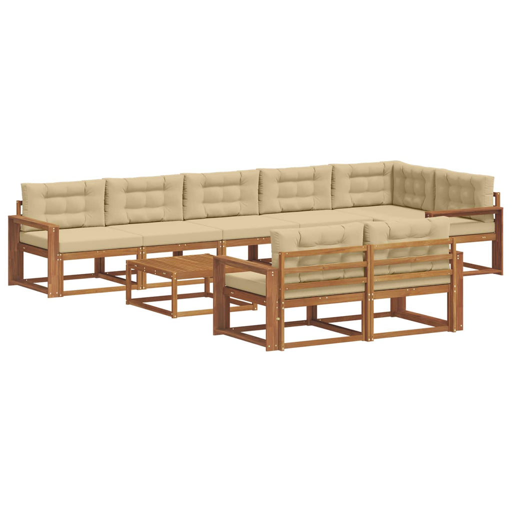 Outdoor-Sofagarnitur mit Kissen 9 pcs Natur und Beige