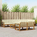 Outdoor-Sofagarnitur mit Kissen 9 pcs Natur und Creme