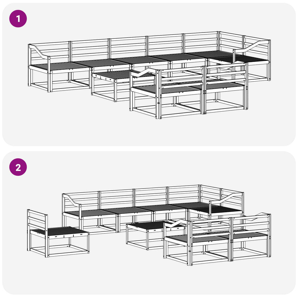 Outdoor-Sofagarnitur 9 pcs Natur Massivholz Akazie