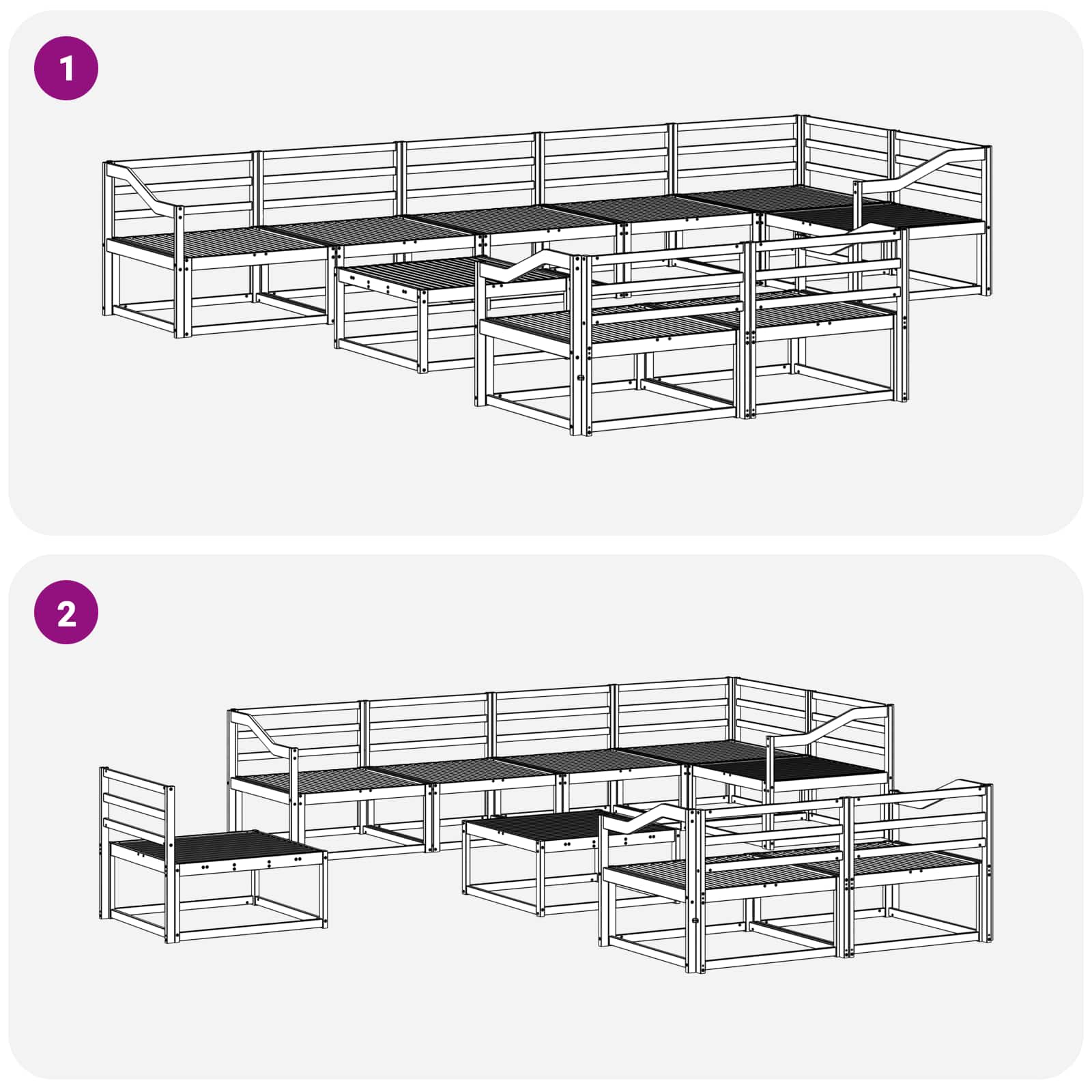 Outdoor-Sofagarnitur 9 pcs Natur Massivholz Akazie