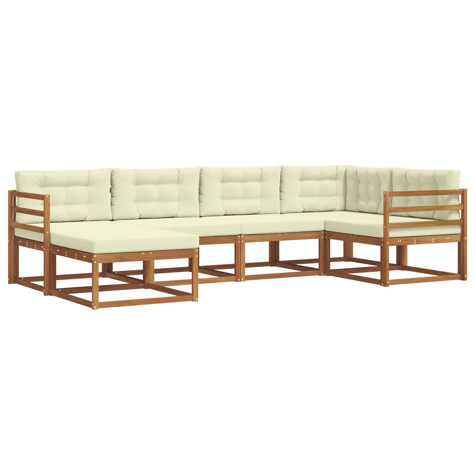 Outdoor-Sofagarnitur mit Kissen 6 pcs Natur und Creme