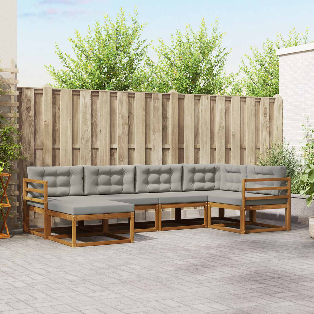 Outdoor-Sofagarnitur mit Kissen 6 pcs Natürlich und Hellgrau