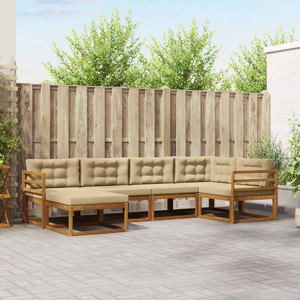 Outdoor-Sofagarnitur mit Kissen 6 pcs Natur und Beige