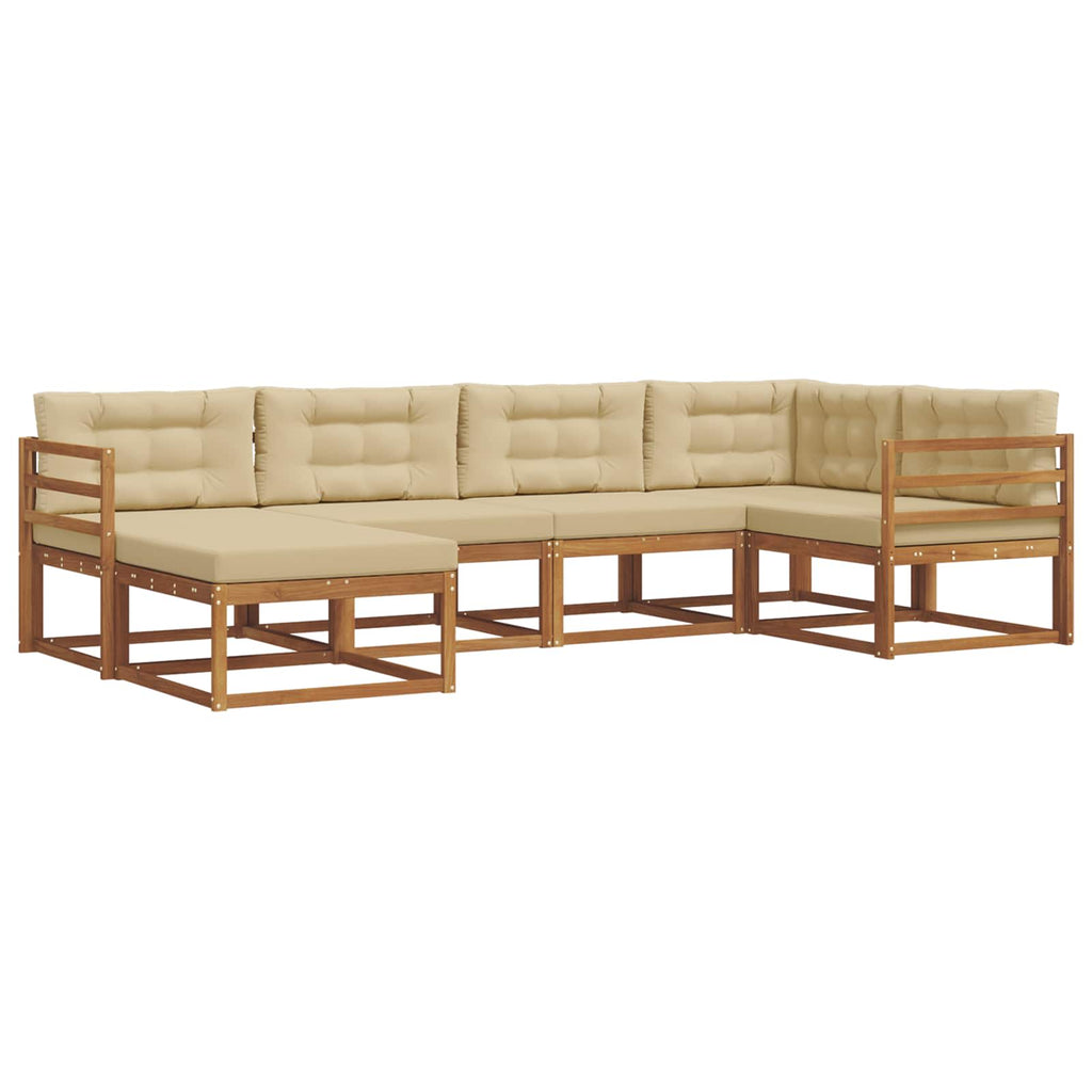Outdoor-Sofagarnitur mit Kissen 6 pcs Natur und Beige