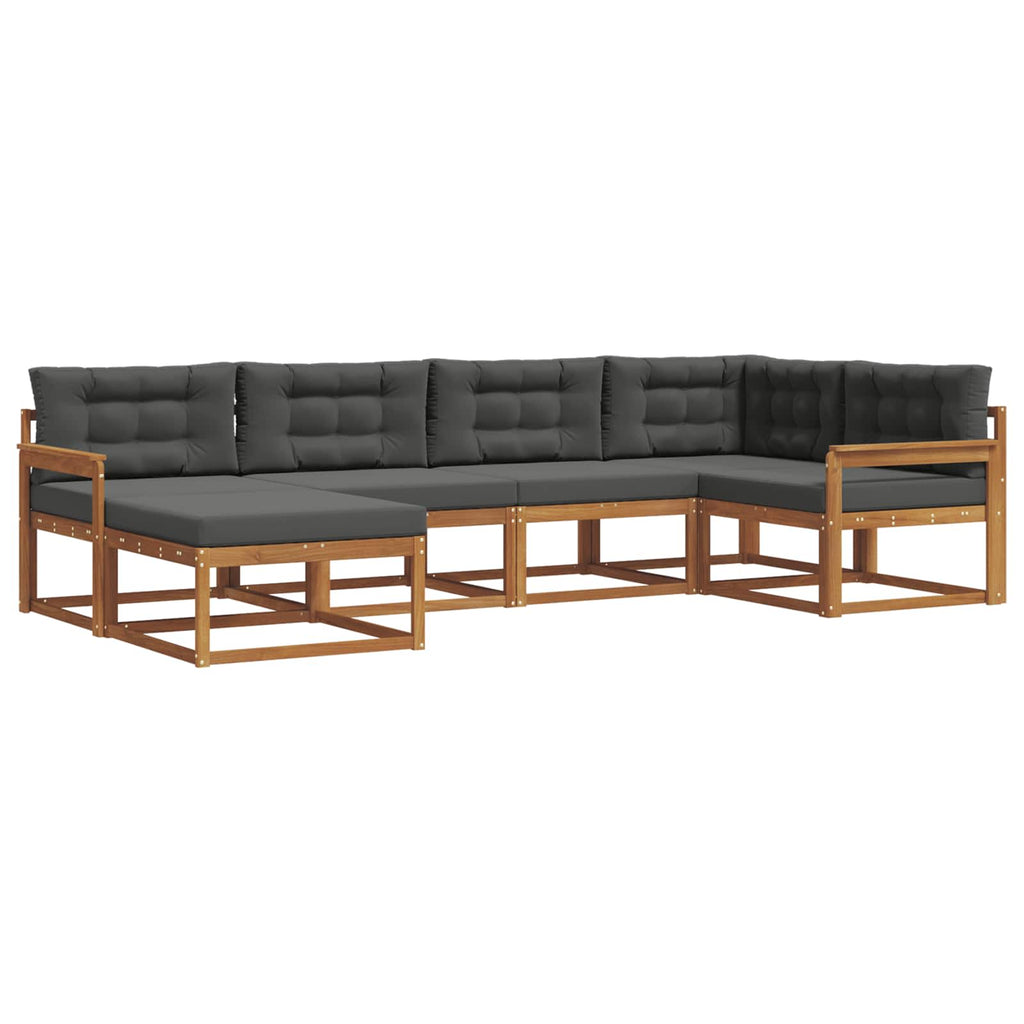 Outdoor-Sofagarnitur mit Kissen 6 pcs Natur und Anthrazit