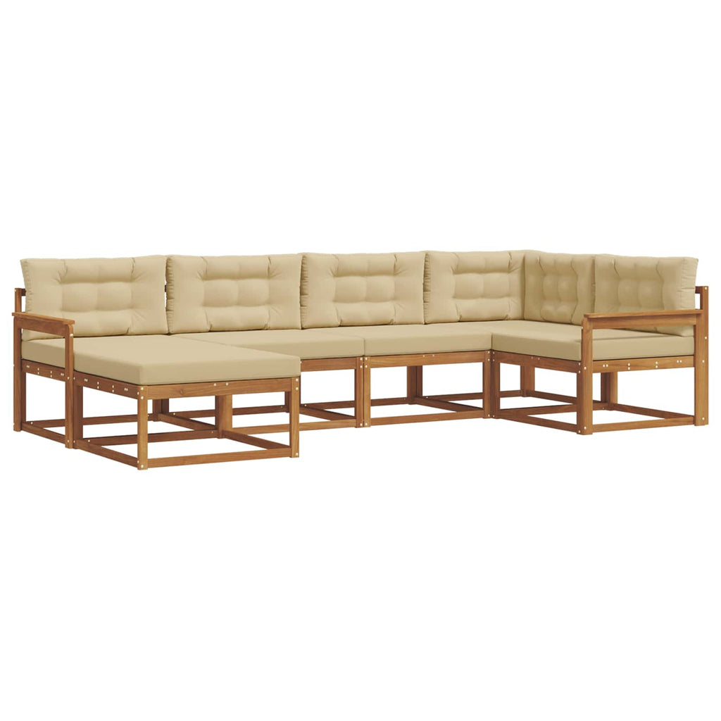 Outdoor-Sofagarnitur mit Kissen 6 pcs Natur und Beige