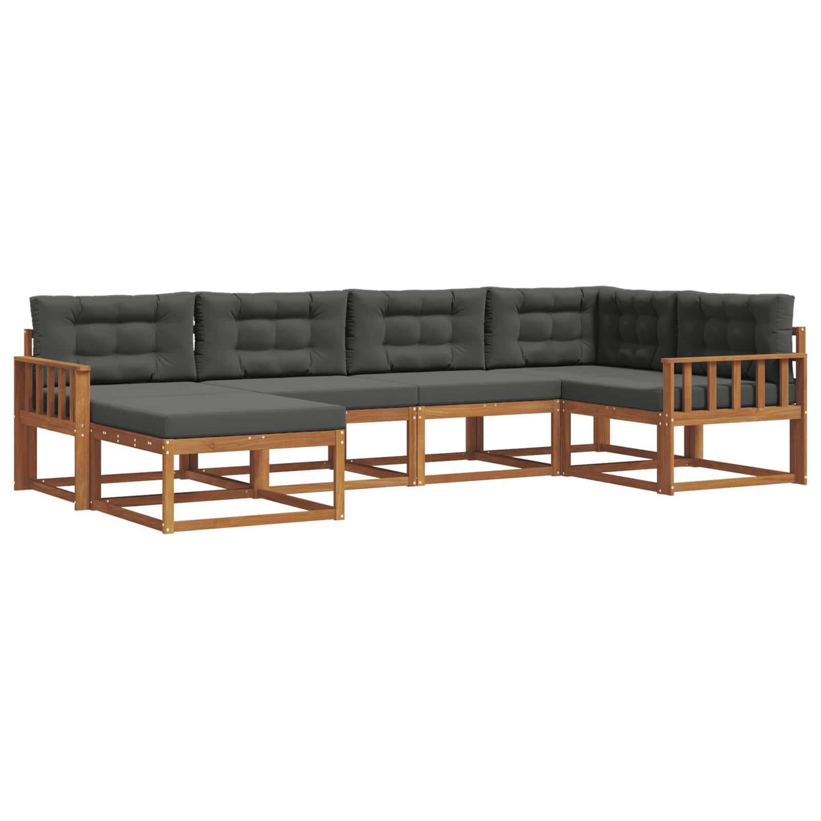 Outdoor-Sofagarnitur mit Kissen 6 pcs Natur und Anthrazit