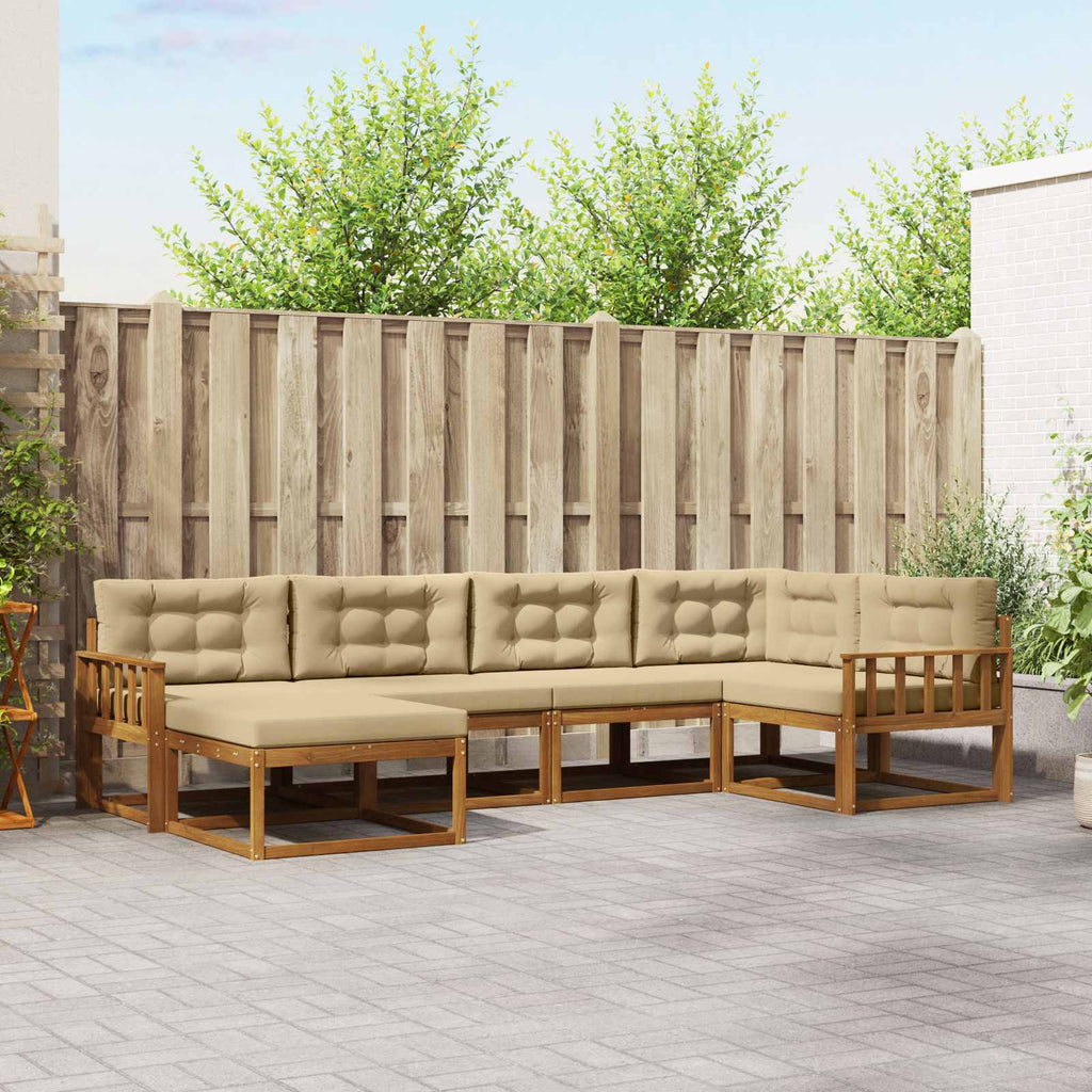 Outdoor-Sofagarnitur mit Kissen 6 pcs Natur und Beige