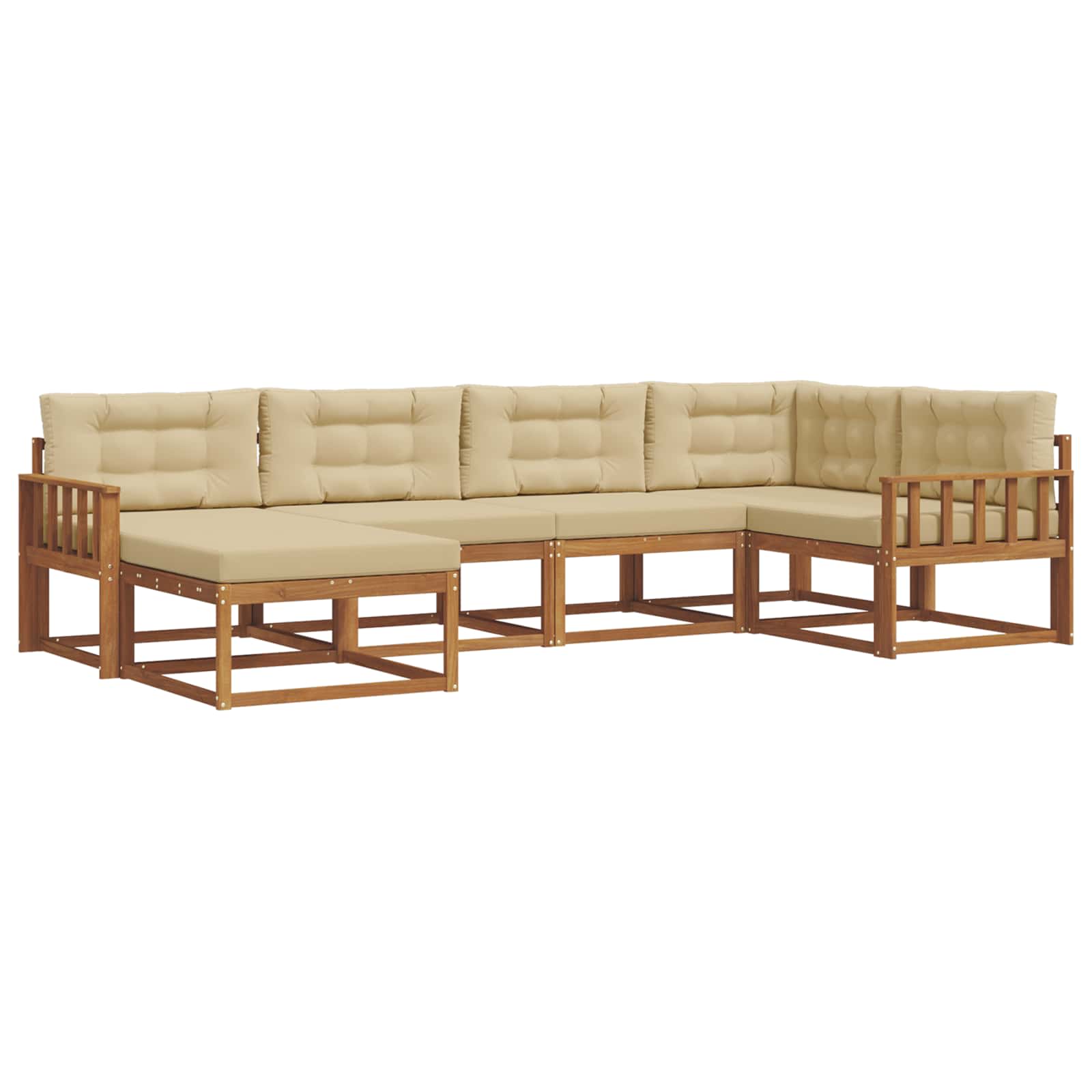 Outdoor-Sofagarnitur mit Kissen 6 pcs Natur und Beige