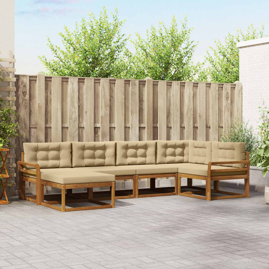 Outdoor-Sofagarnitur mit Kissen 6 pcs Natur und Beige
