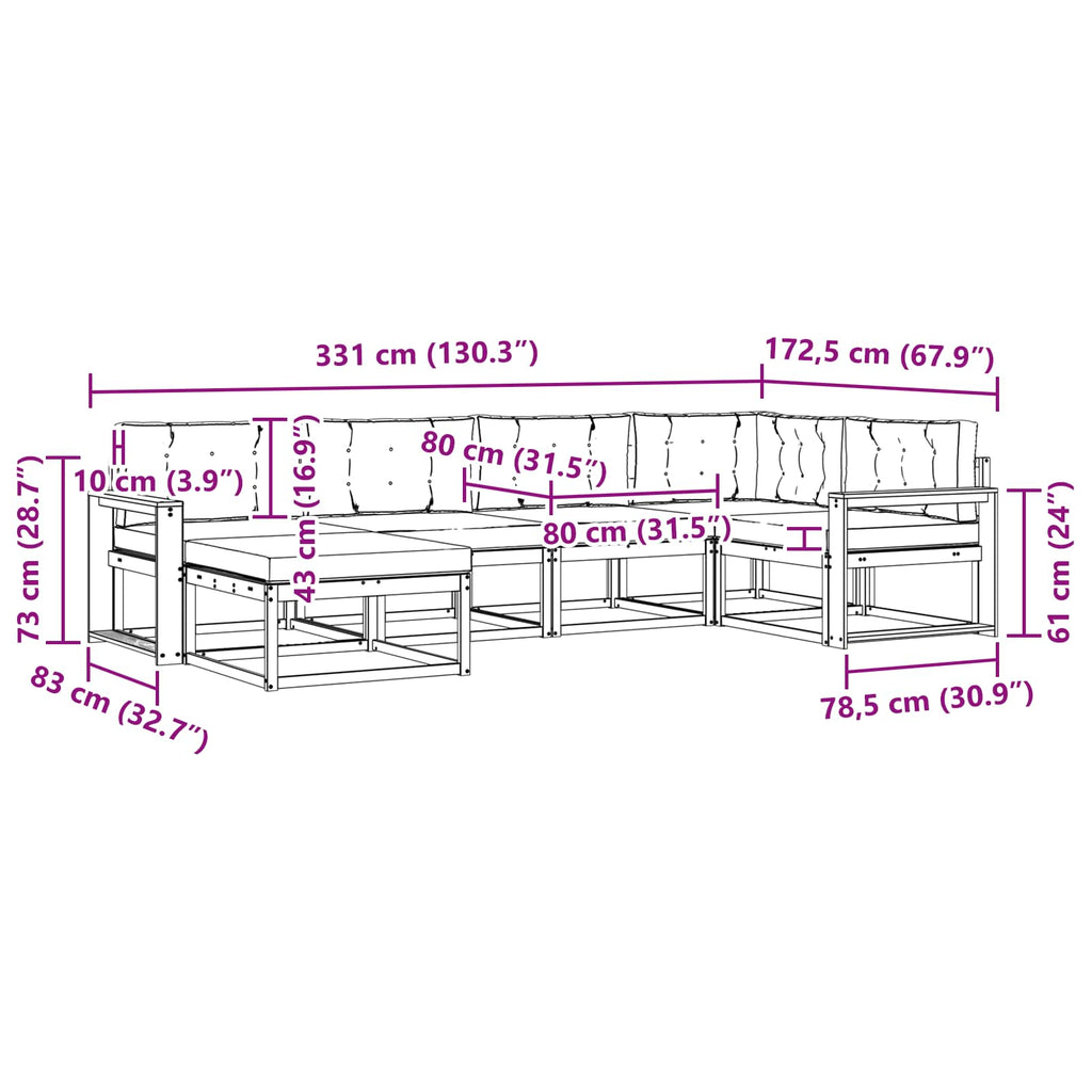 Outdoor-Sofagarnitur mit Kissen 6 pcs Natürlich und Hellgrau