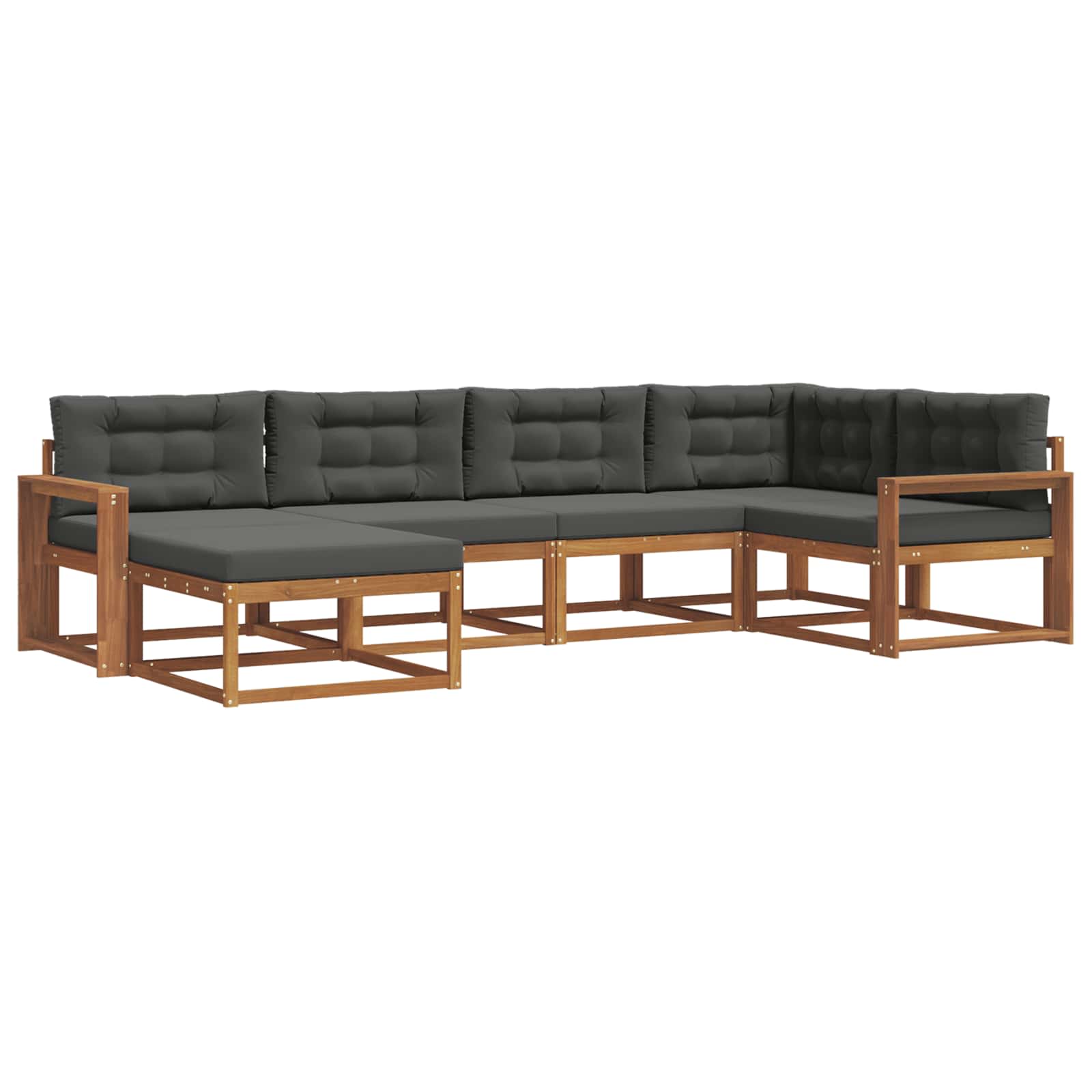 Outdoor-Sofagarnitur mit Kissen 6 pcs Natur und Anthrazit