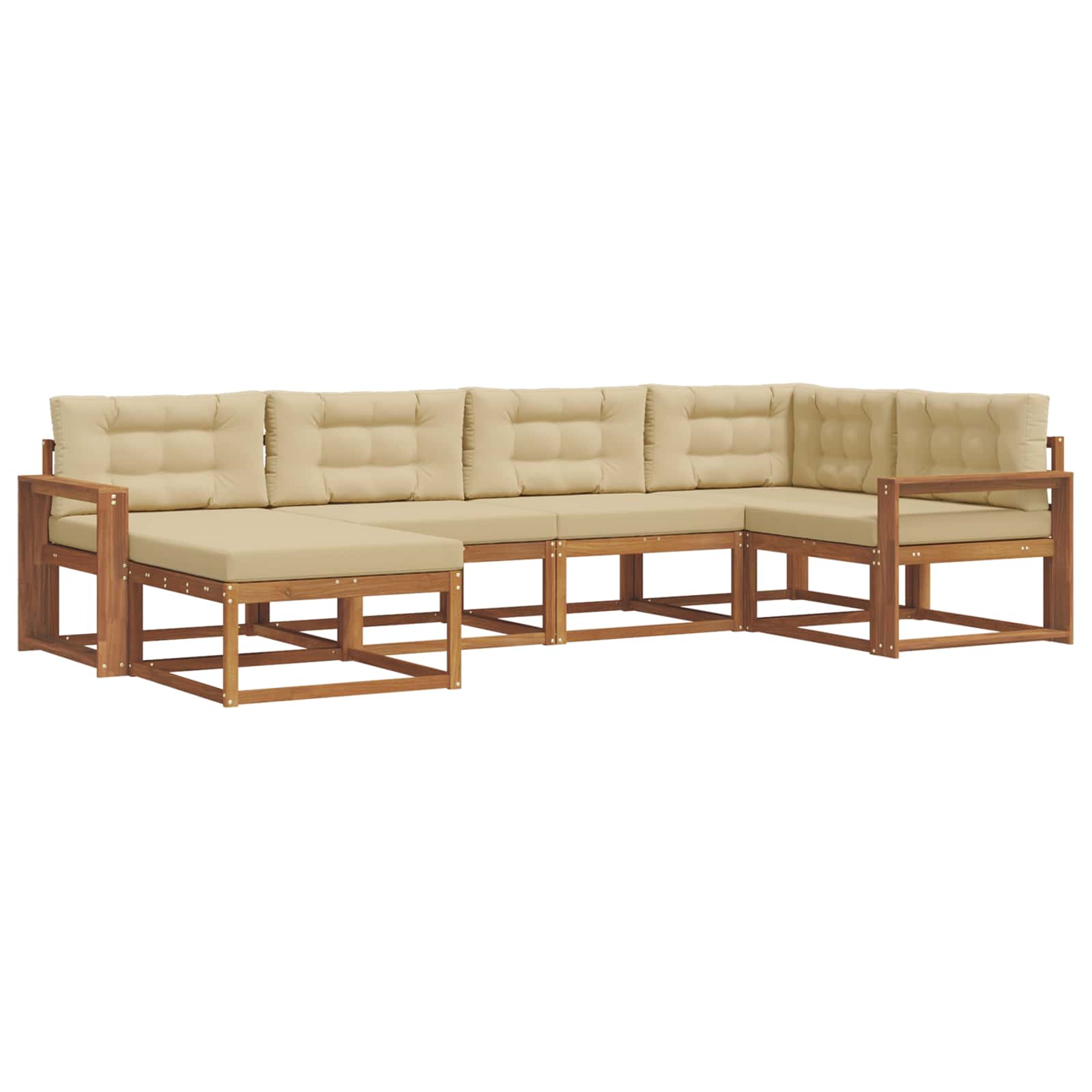 Outdoor-Sofagarnitur mit Kissen 6 pcs Natur und Beige