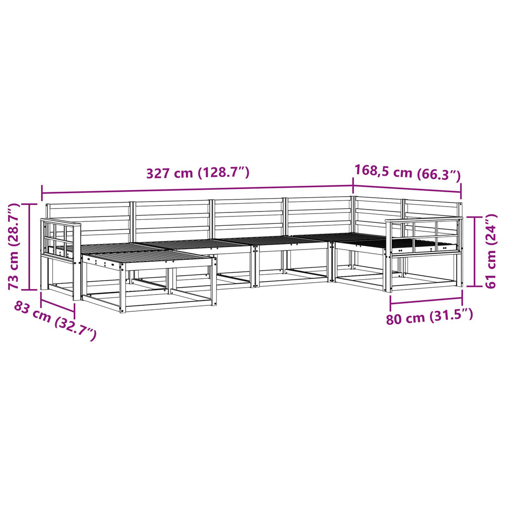 Outdoor-Sofagarnitur 6 pcs Natur Massivholz Akazie