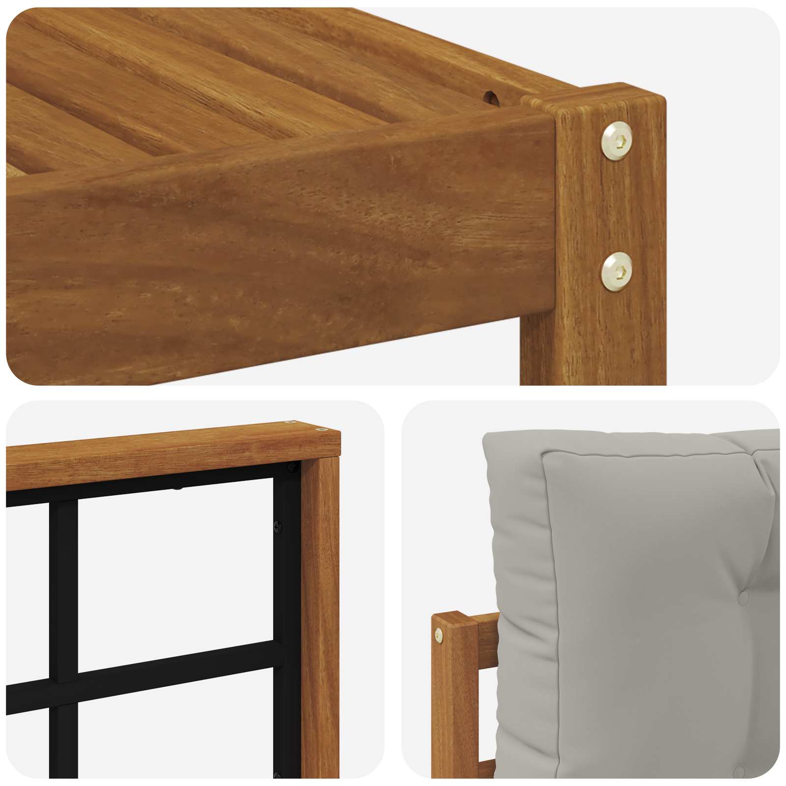 Outdoor-Sofagarnitur mit Kissen 6 pcs Natürlich und Hellgrau