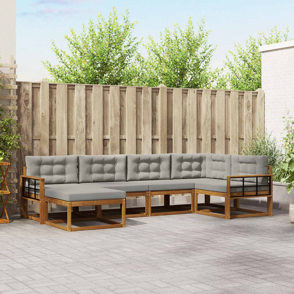 Outdoor-Sofagarnitur mit Kissen 6 pcs Natürlich und Hellgrau