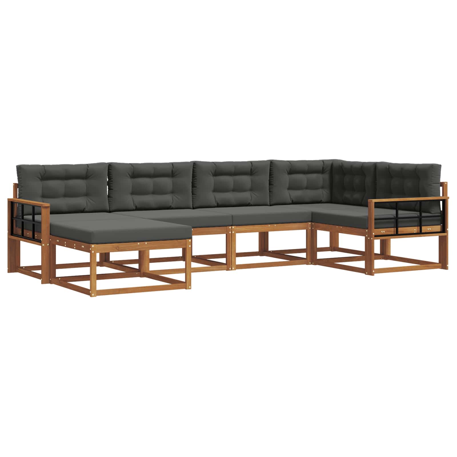 Outdoor-Sofagarnitur mit Kissen 6 pcs Natur und Anthrazit