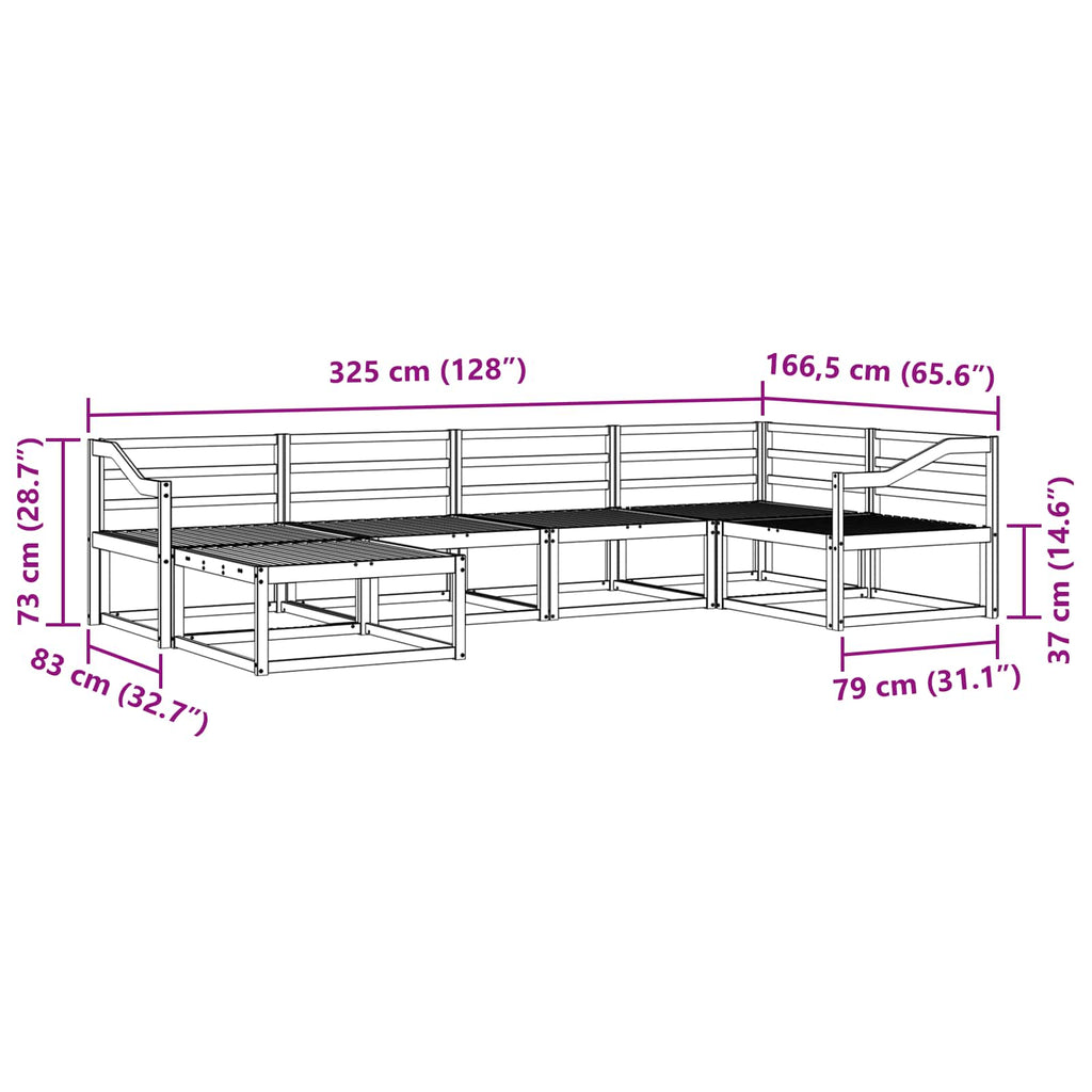 Outdoor-Sofagarnitur 6 pcs Natur Massivholz Akazie
