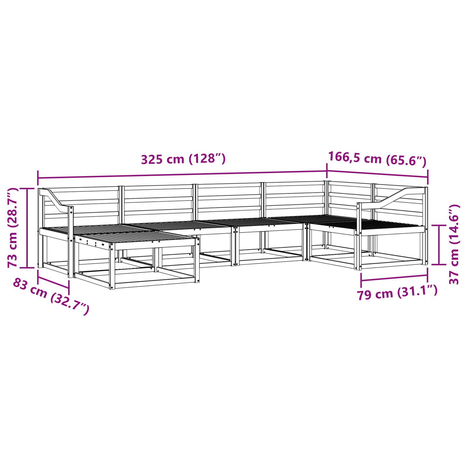 Outdoor-Sofagarnitur 6 pcs Natur Massivholz Akazie