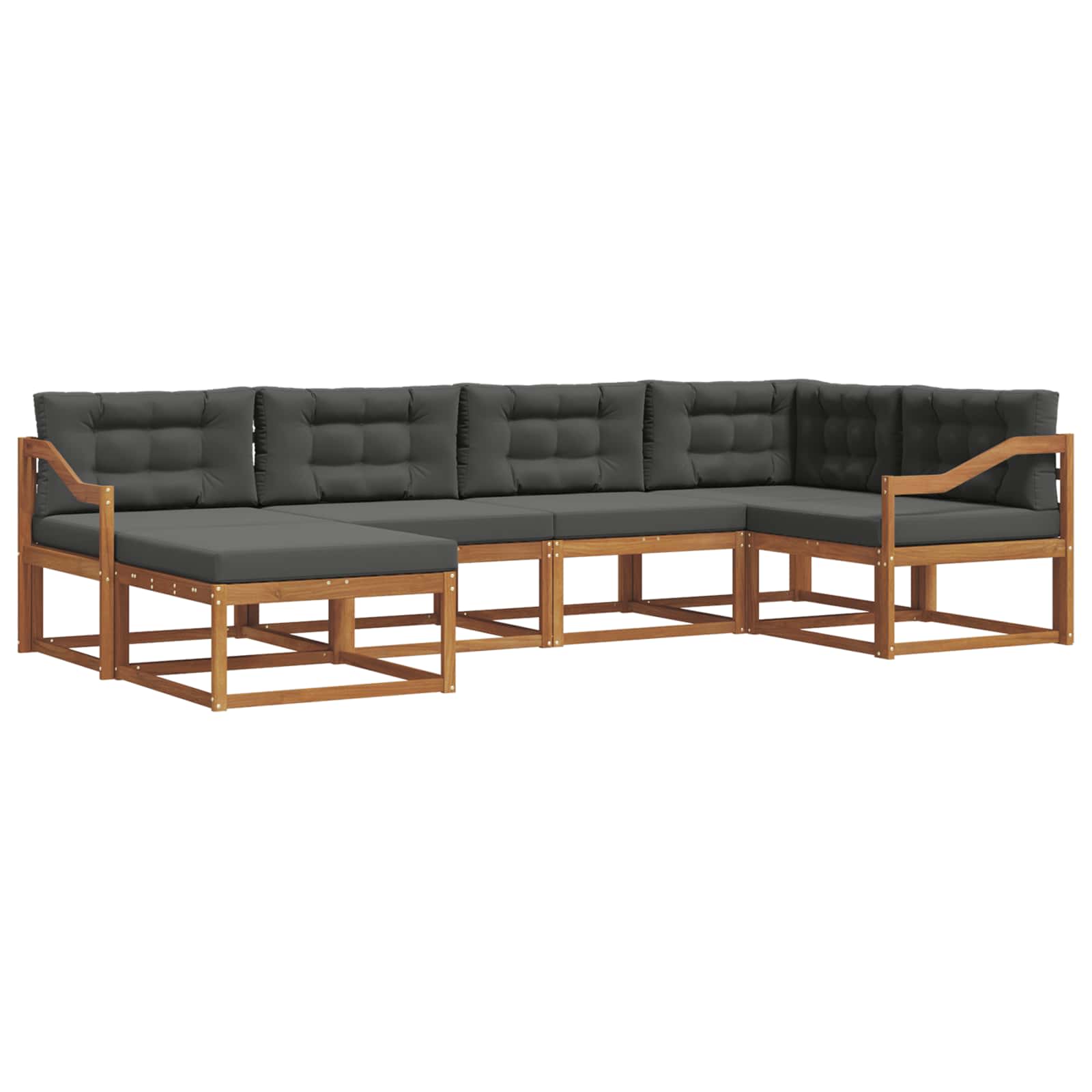 Outdoor-Sofagarnitur mit Kissen 6 pcs Natur und Anthrazit