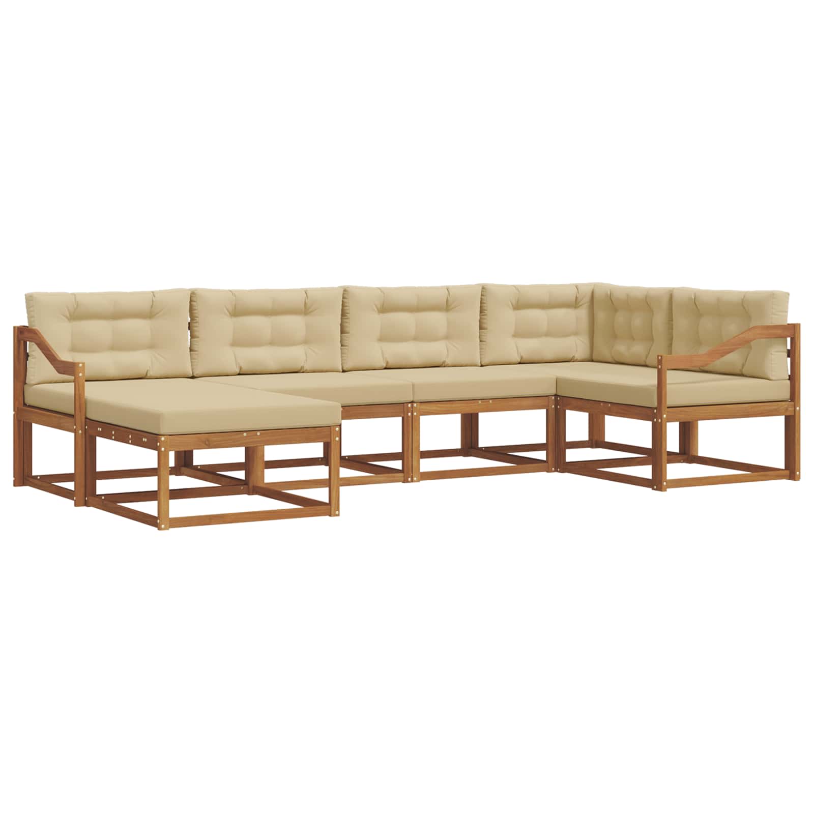 Outdoor-Sofagarnitur mit Kissen 6 pcs Natur und Beige