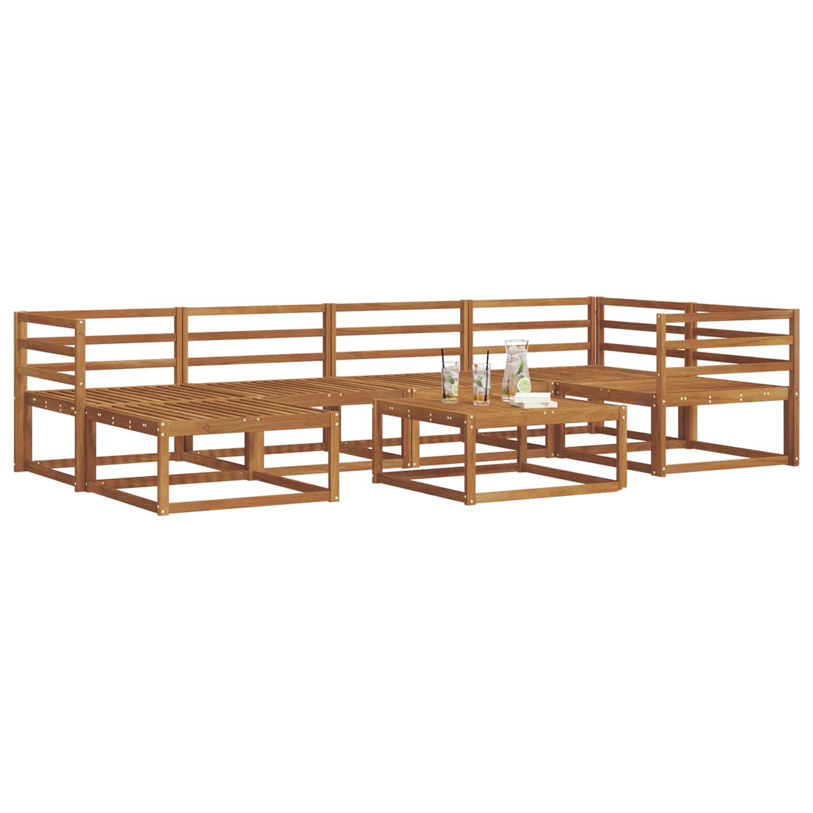 Outdoor-Sofagarnitur 7 pcs Natur Massivholz Akazie