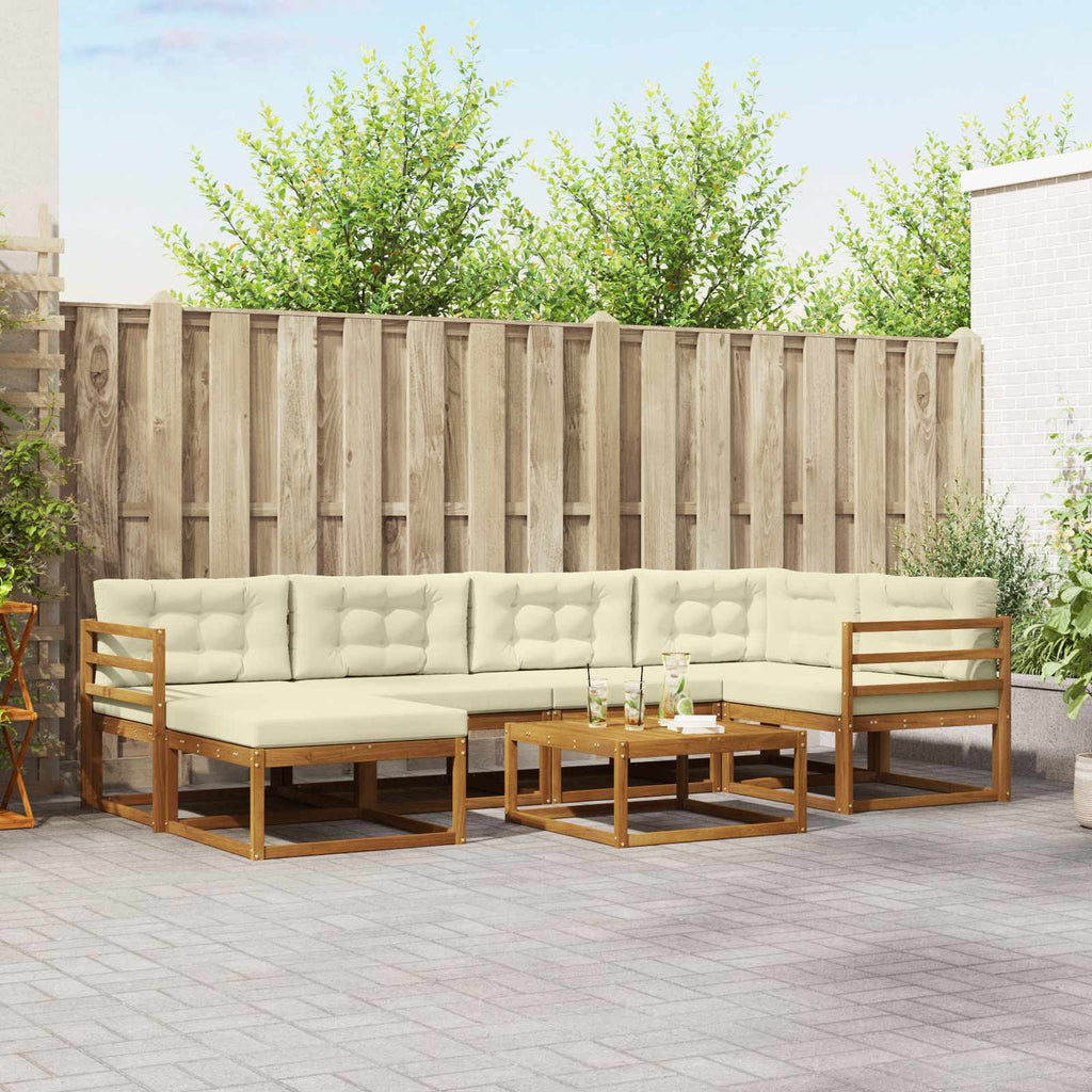 Outdoor-Sofagarnitur mit Kissen 7 pcs Natur und Creme