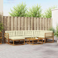 Outdoor-Sofagarnitur mit Kissen 7 pcs Natur und Creme
