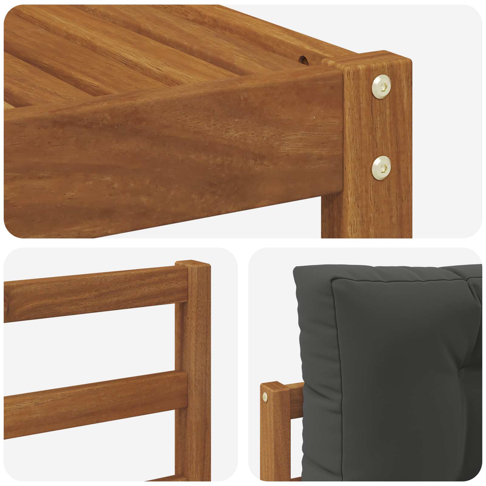 Outdoor-Sofagarnitur mit Kissen 7 pcs Natur und Anthrazit