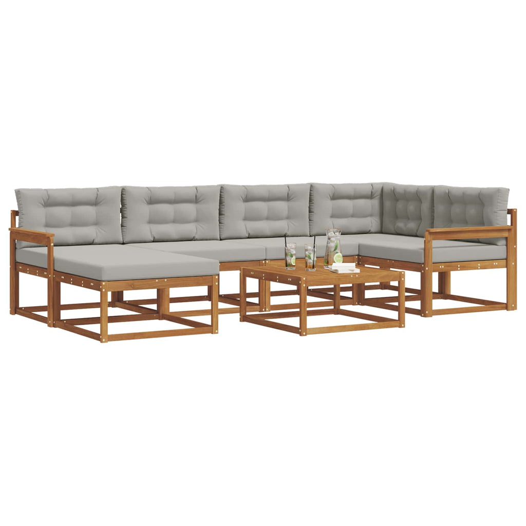 Outdoor-Sofagarnitur mit Kissen 7 pcs Natürlich und Hellgrau