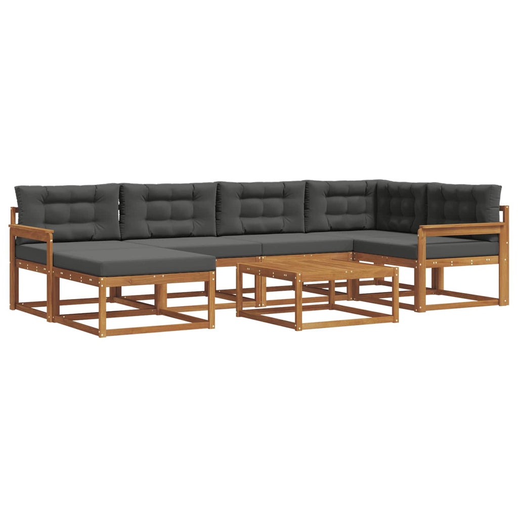 Outdoor-Sofagarnitur mit Kissen 7 pcs Natur und Anthrazit